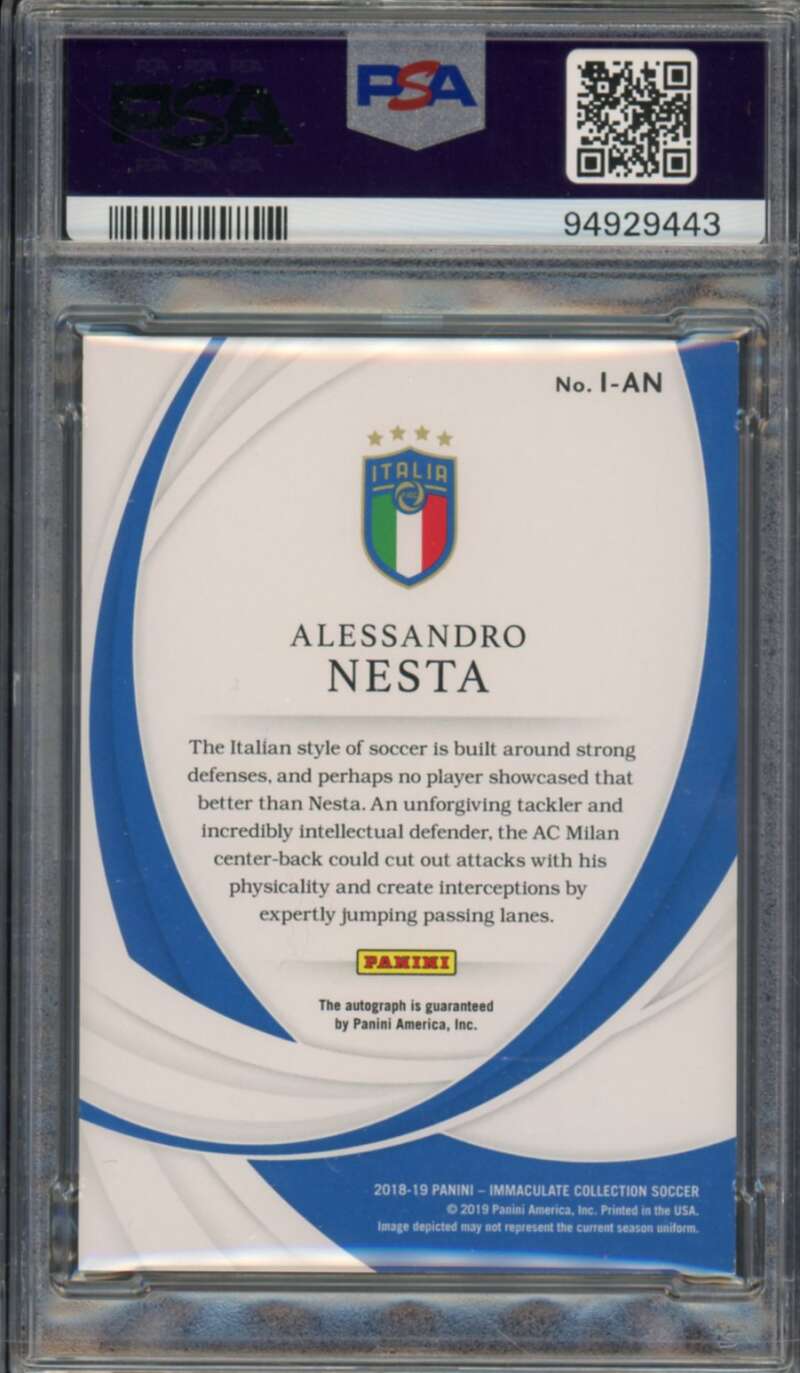 Alessandro Nesta Card 2020 Panini Immaculate Collection Ink (pop 1) #AN PSA 8 Image 2