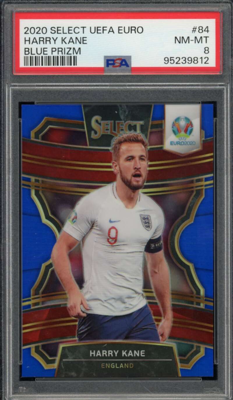 Harry Kane Card 2020 Select UEFA Euro Blue Prizm #84 PSA 8 Image 1