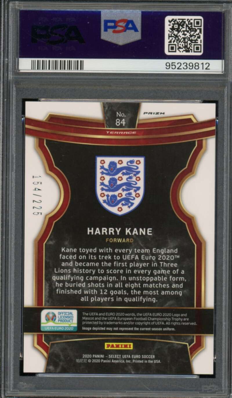 Harry Kane Card 2020 Select UEFA Euro Blue Prizm #84 PSA 8 Image 2