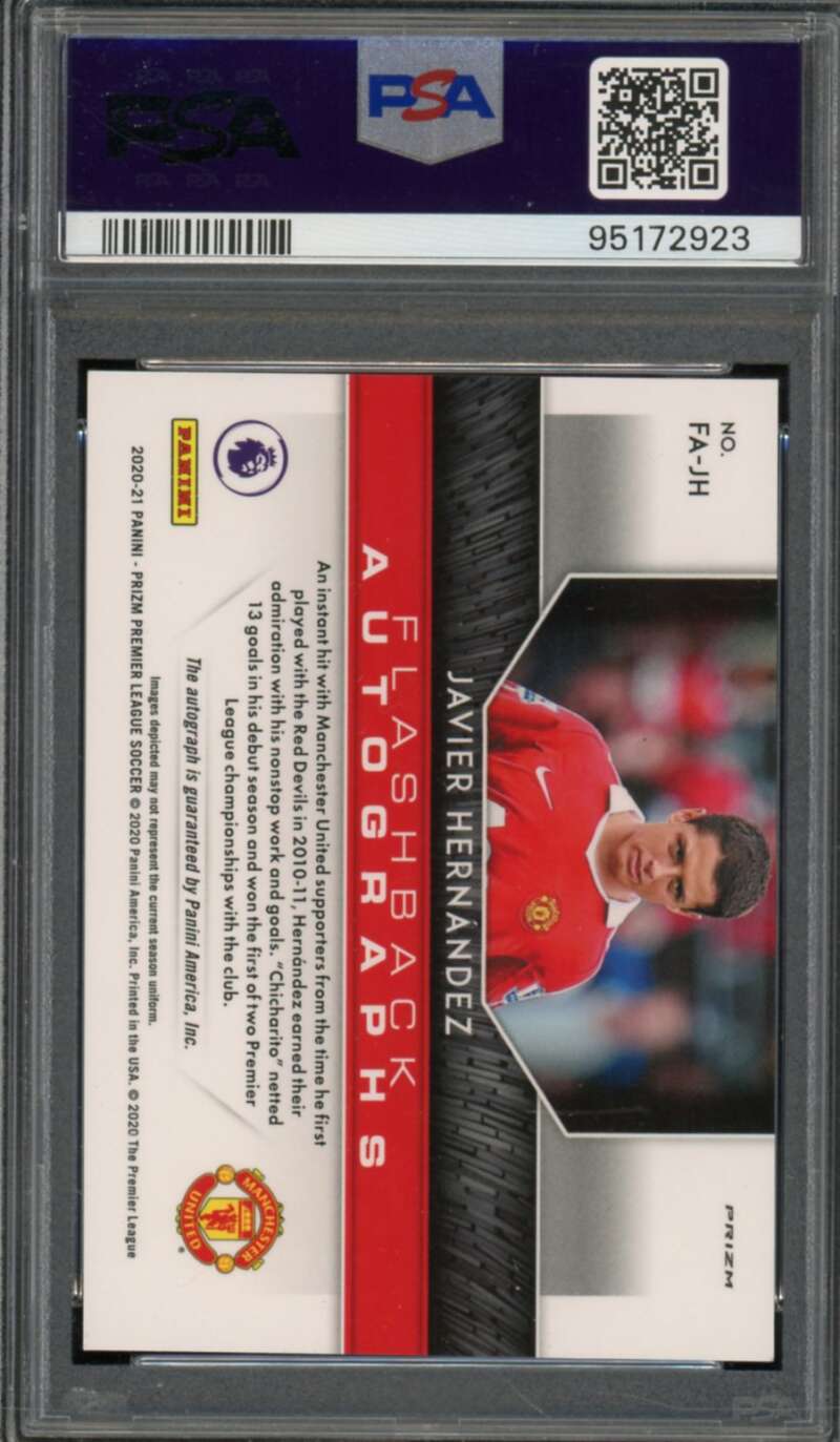 Javier Hernandez Card 2020-21 Panini Prizm P/L Flashback Auto Choice #Fajh PSA 9 Image 2