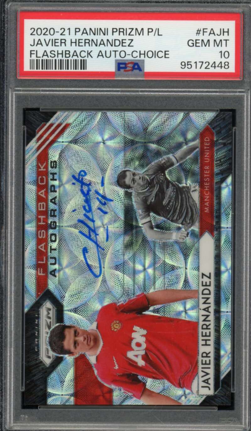 Javier Hernandez 2020-21 Panini Prizm P/L Flashback Auto Choice #Fajh PSA 10 Image 1