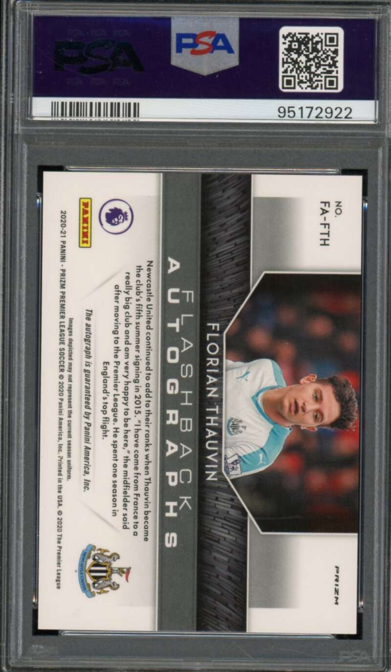 Florian Thauvin Card 2020-21 Panini Prizm P/L Flashback Auto-Choice #Fafth PSA 9 Image 2