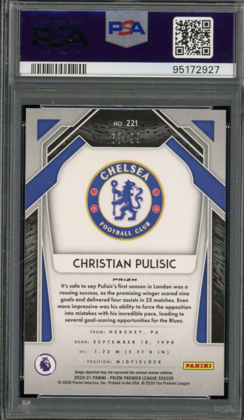 Christian Pulisic Card 2020-21 Panini Prizm #221 PSA 8 Image 2