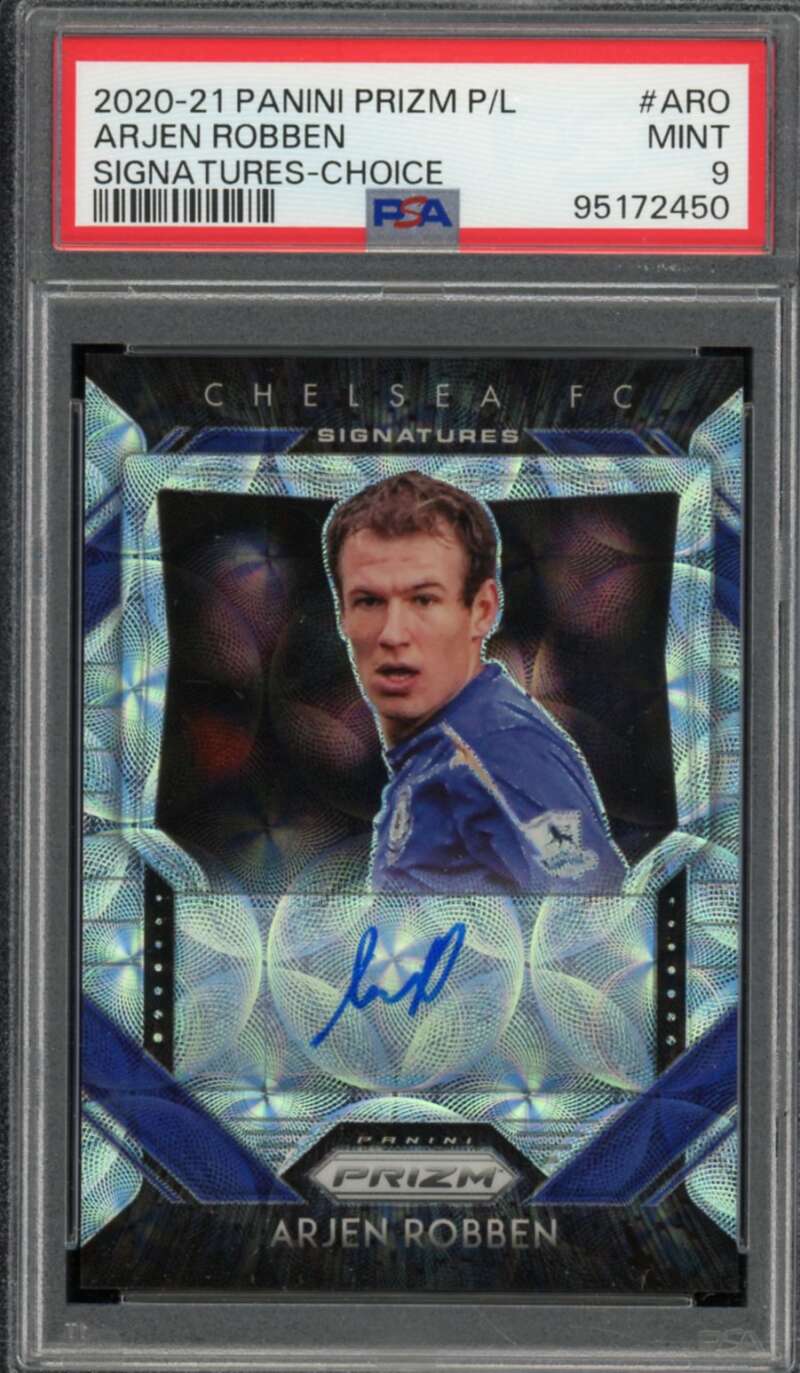 Arjen Robben Card 2020-21 Panini Prizm Signatures-Choice (pop 2) #Aro PSA 9 Image 1