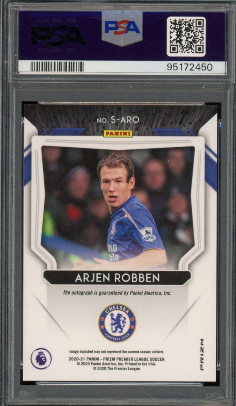 Arjen Robben Card 2020-21 Panini Prizm Signatures-Choice (pop 2) #Aro PSA 9 Image 2