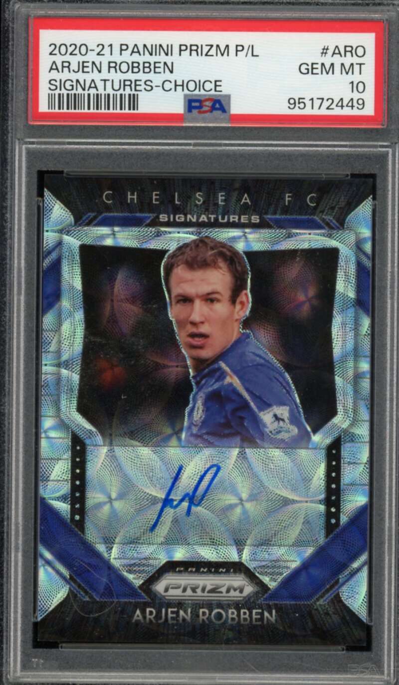 Arjen Robben Card 2020-21 Panini Prizm Signatures-Choice (pop 3) #Aro PSA 10 Image 1