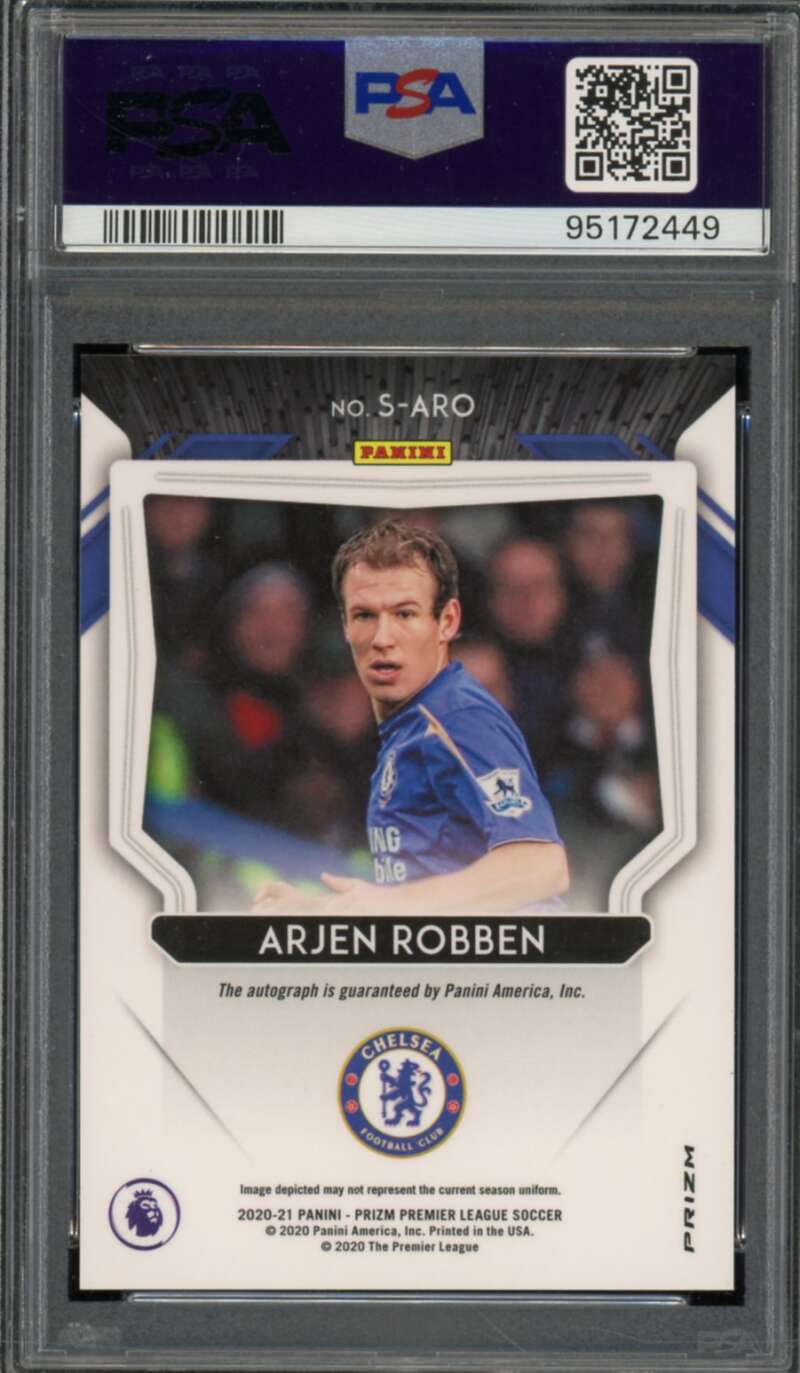 Arjen Robben Card 2020-21 Panini Prizm Signatures-Choice (pop 3) #Aro PSA 10 Image 2