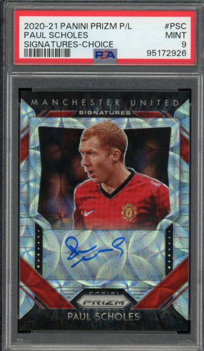 Paul Scholes Card 2020-21 Panini Prizm P/L Signatures Choice (pop 3) #Psc PSA 9 Image 1