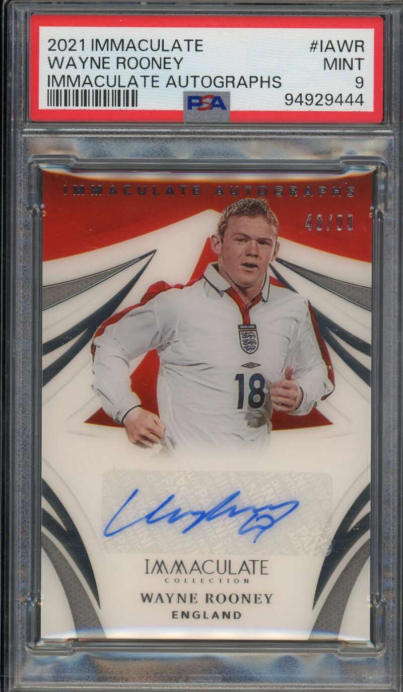 Wayne Rooney Card 2021 Immaculate Autographs (pop 2) #Iawr PSA 9 Image 1