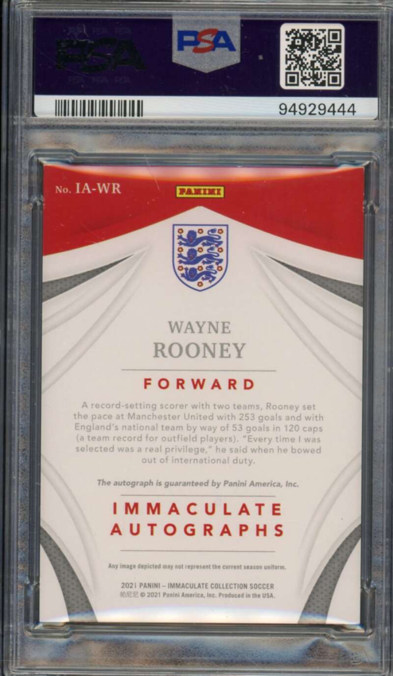 Wayne Rooney Card 2021 Immaculate Autographs (pop 2) #Iawr PSA 9 Image 2