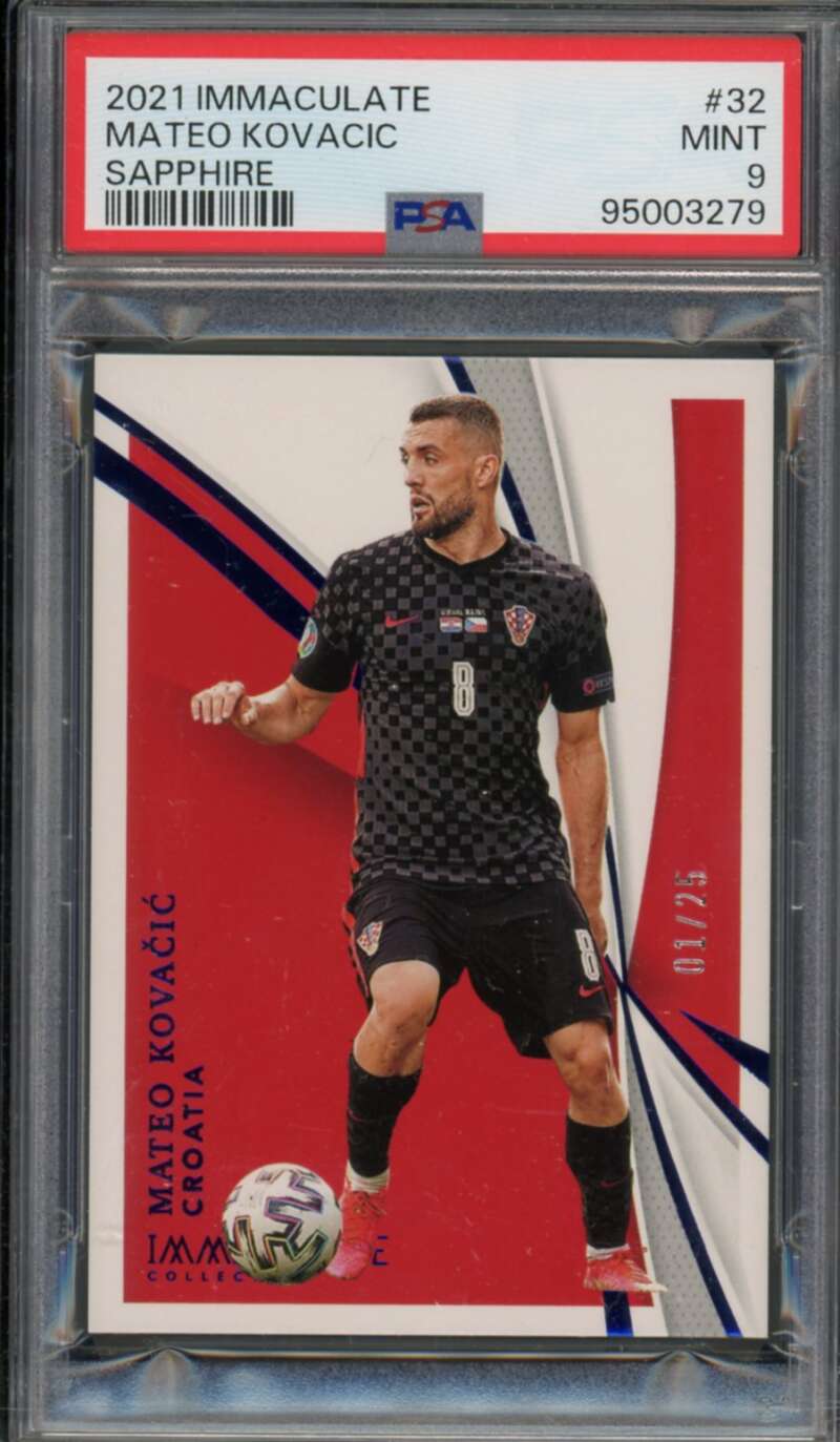 Mateo Kovacic Card 2021-22 Immaculate Sapphire (#d 1/25) (pop 1) #32 PSA 9 Image 1