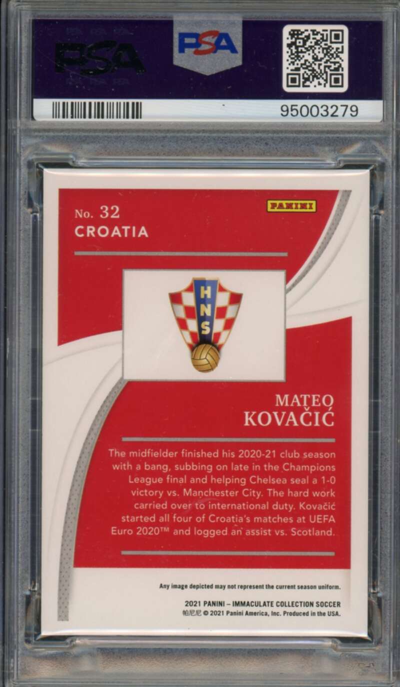 Mateo Kovacic Card 2021-22 Immaculate Sapphire (#d 1/25) (pop 1) #32 PSA 9 Image 2