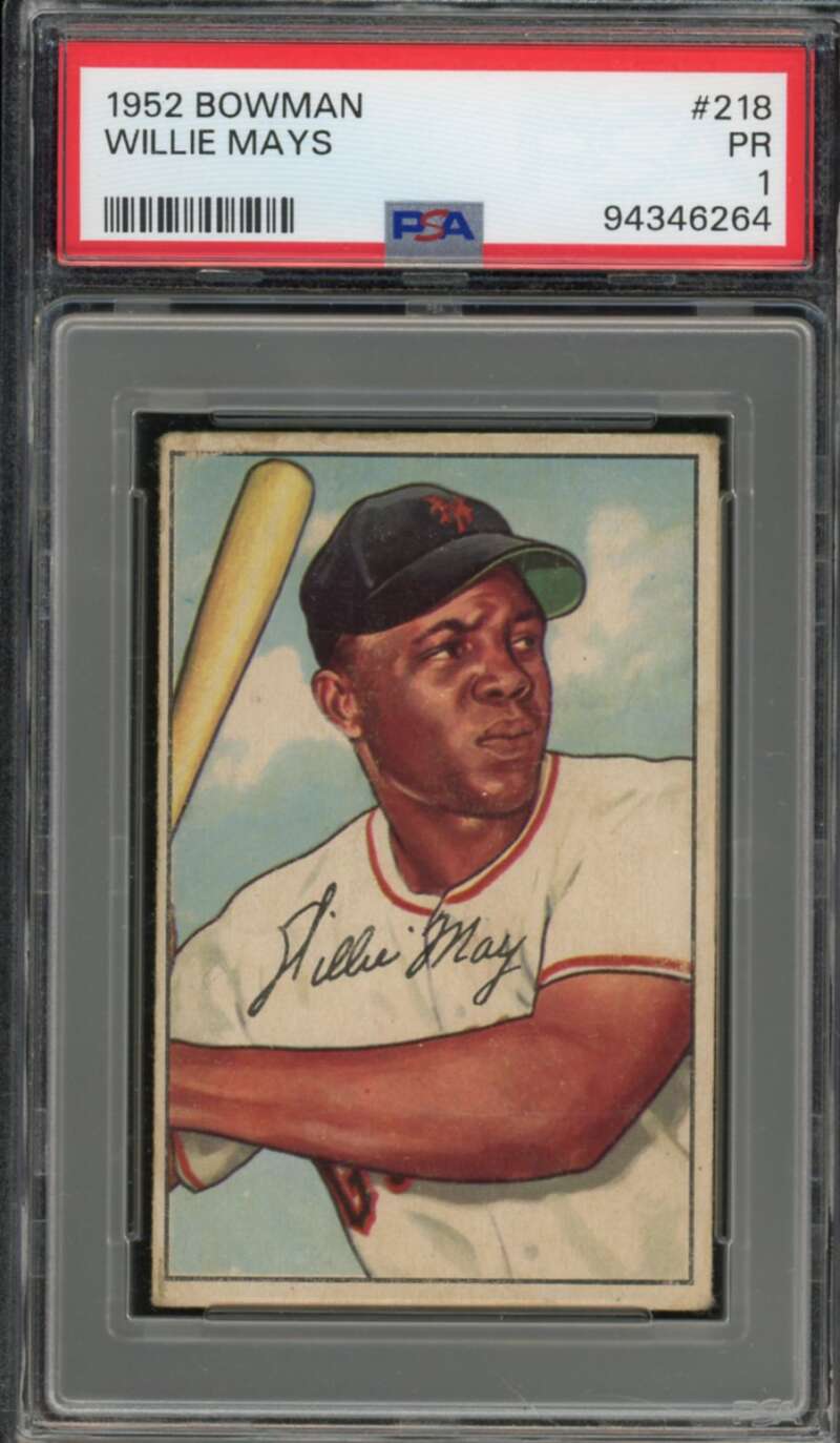 Willie Mays Card 1952 Bowman #218 PSA 1 Image 1