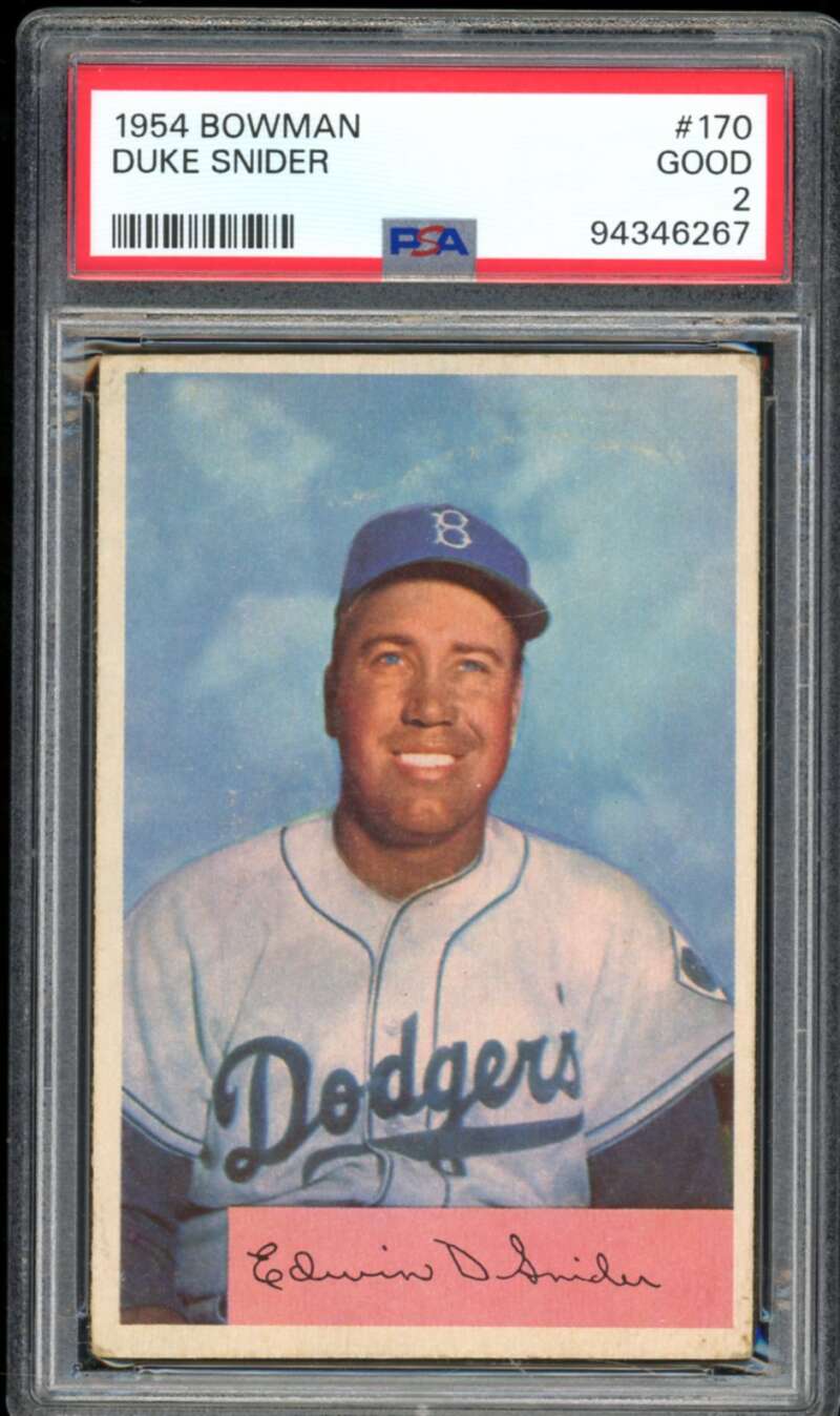 Duke Snider Card 1954 Bowman #170 PSA 2 Image 1