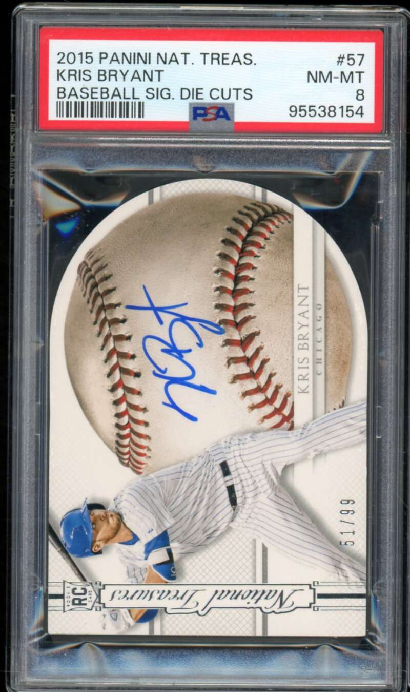 Kris Bryant Rookie 2015 National Treasures Baseball Signature Die Cuts #57 PSA 8 Image 1