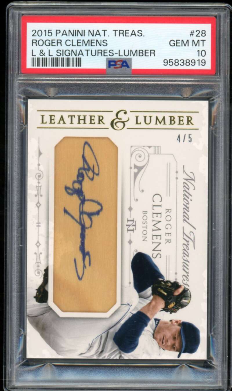 Roger Clemens 2015 National Treasures L L Signatures Lumber (4/5) #28 PSA 10 Image 1