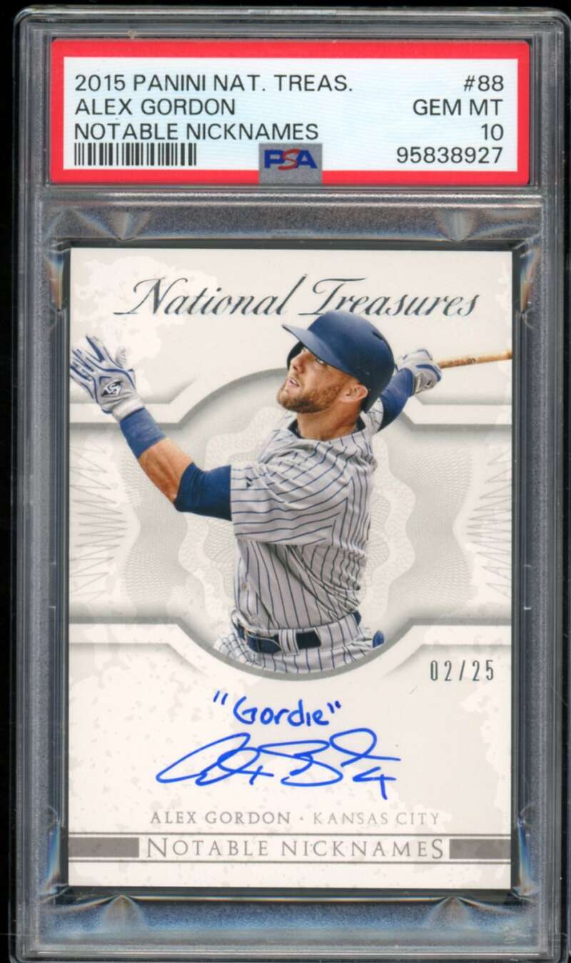 Alex Gordon 2015 National Treasures Notable Nicknames (2/25) (pop 1) #88 PSA 10 Image 1