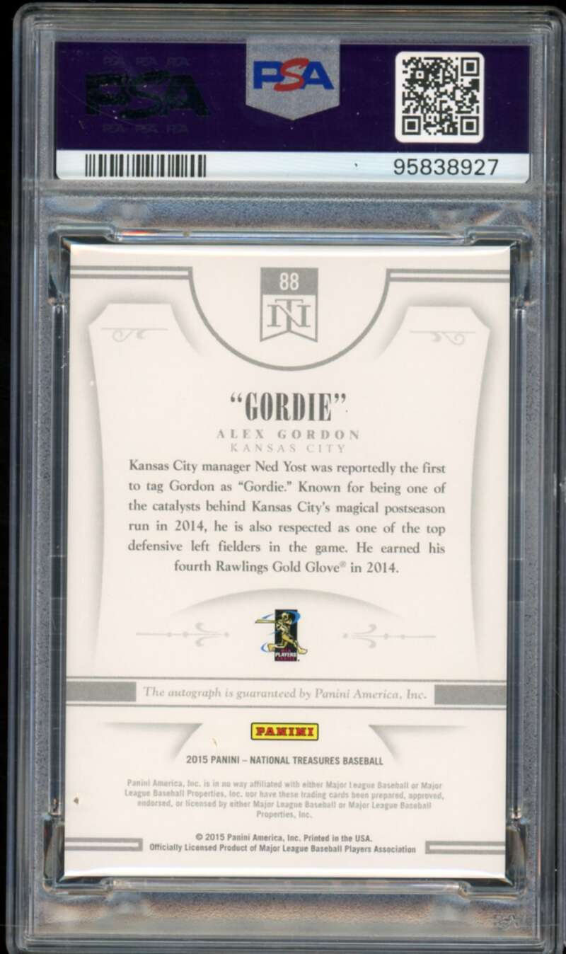 Alex Gordon 2015 National Treasures Notable Nicknames (2/25) (pop 1) #88 PSA 10 Image 2