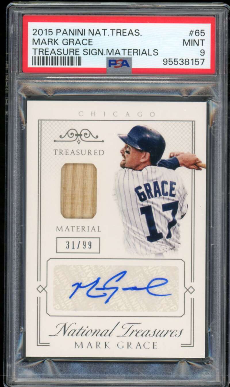 Mark Grace Card 2015 National Treasures Signature Materials (pop 2) #65 PSA 9 Image 1