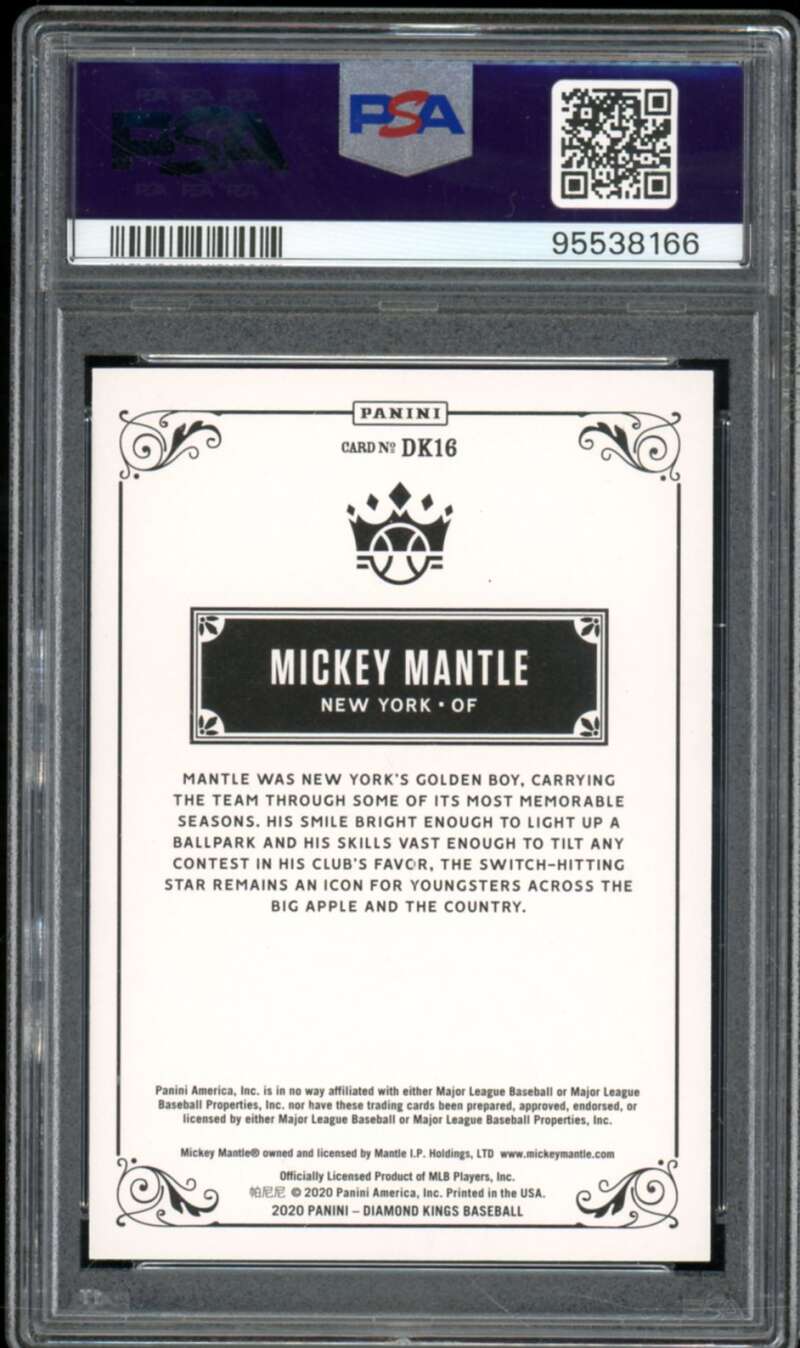 Mickey Mantle Card 2020 Panini Diamond Kings Holo Blue (pop 1) #DK16 PSA 8 Image 2