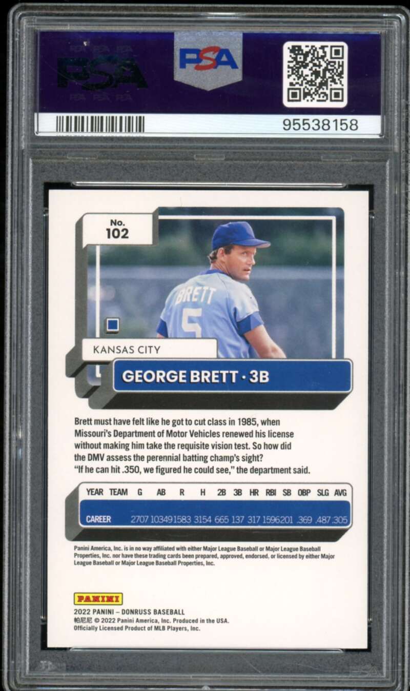 George Brett Card 2022 Donruss America (#d 28/46) (pop 1) #102 PSA 9 Image 2