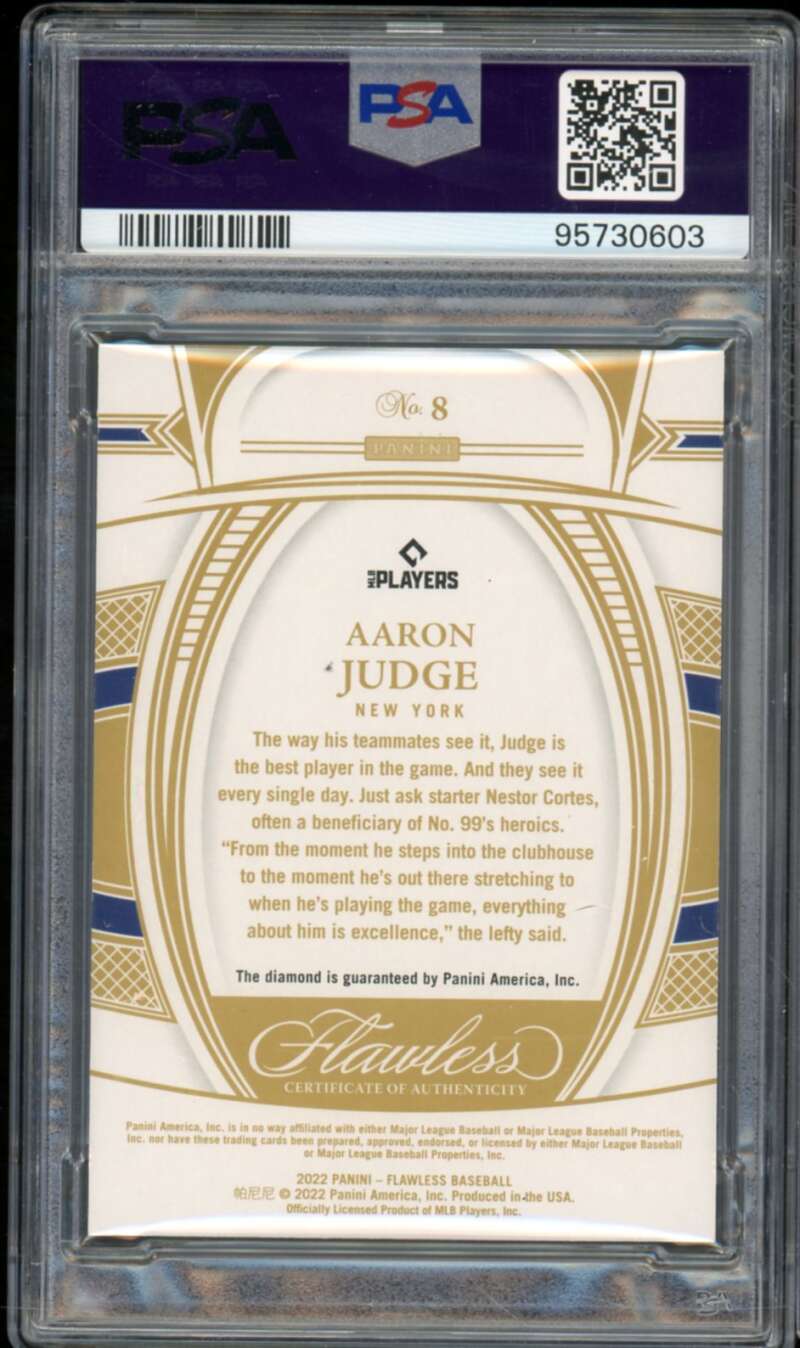 Aaron Judge Card 2022 Flawless #8 (Serial #d 19/20) (pop 1) PSA 10 Image 2