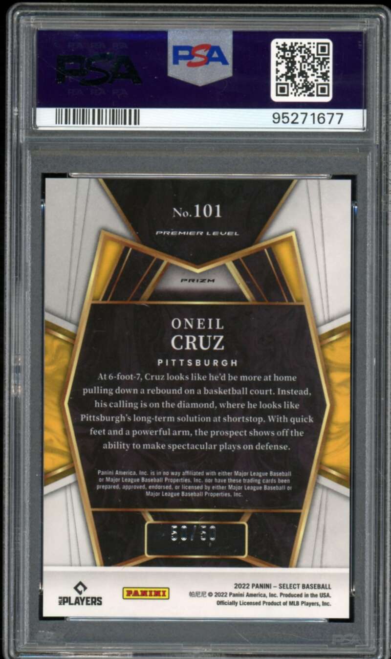 O'Neil Cruz Rookie Card 2022 Select White (SSerial #d 50/50) (pop 4) #101 PSA 10 Image 2