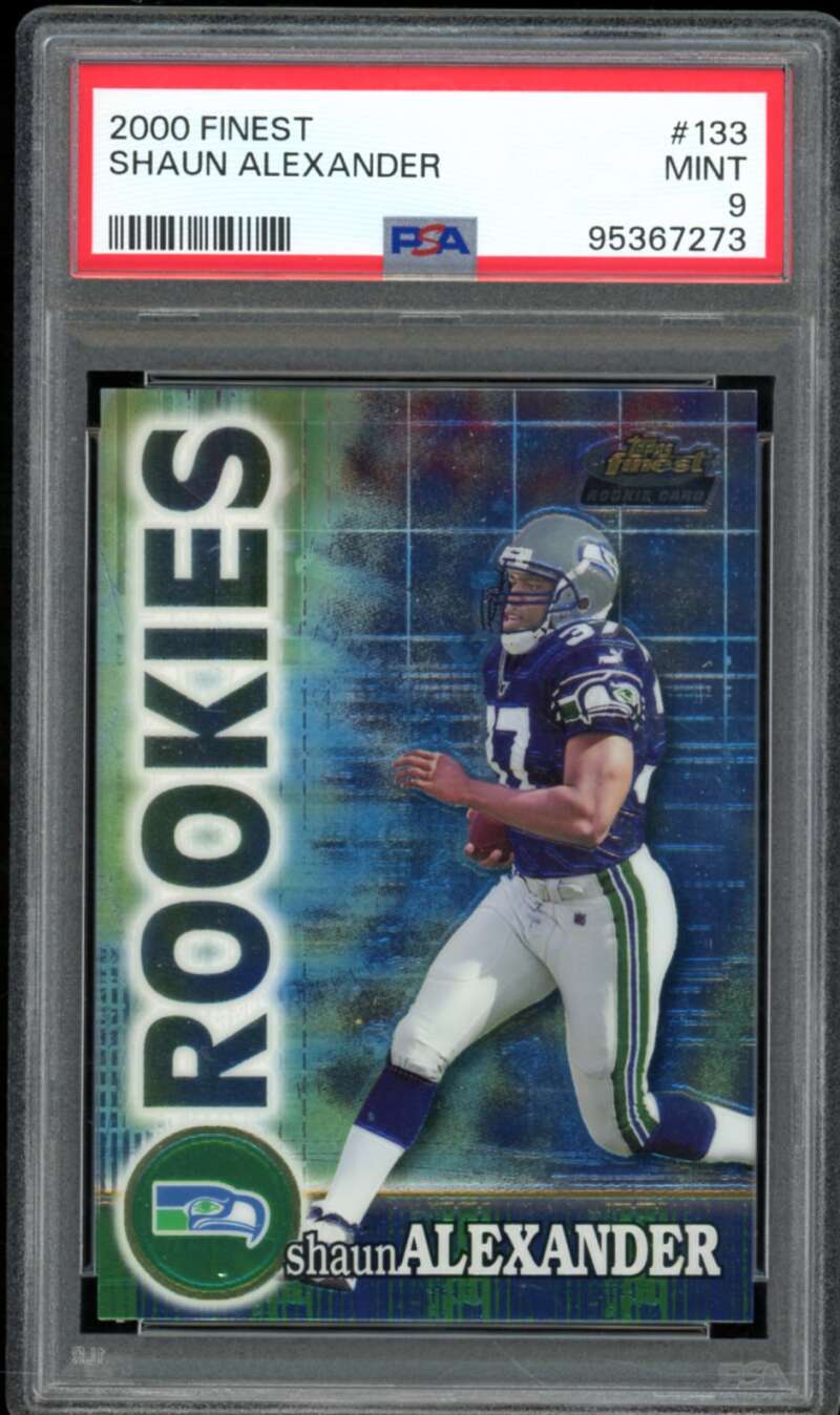 Shaun Alexander Rookie Card 2000 Finest #133 PSA 9 Image 1