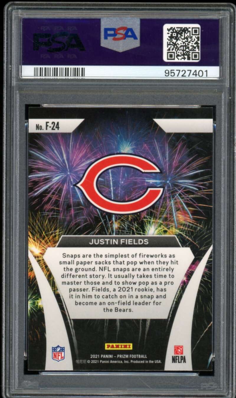 Justin Fields Rookie Card 2021 Prizm Fireworks #F24 PSA 10 Image 2