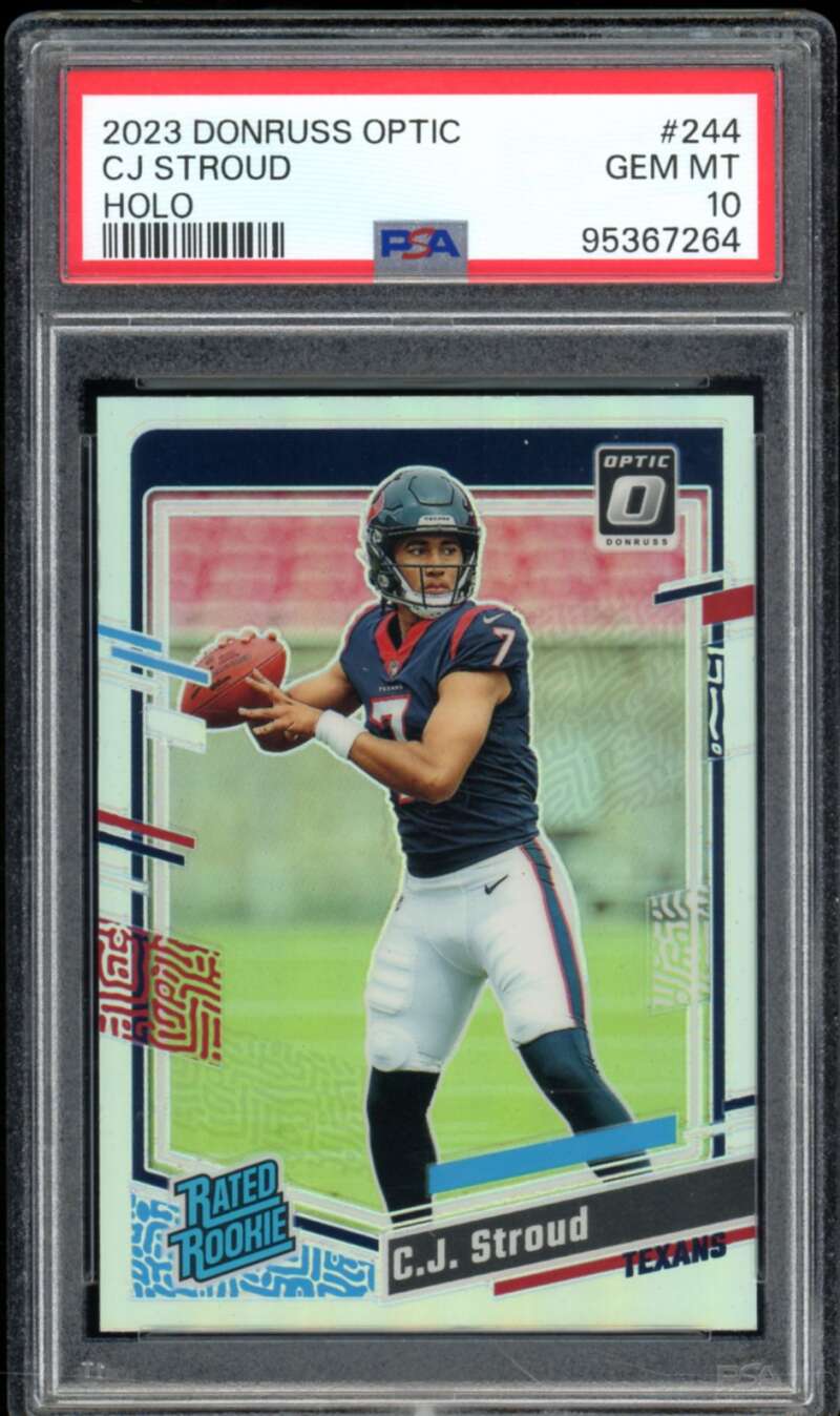 C.J. Stroud Rookie Card 2023 Donruss Optic Holo #244 PSA 10 Image 1