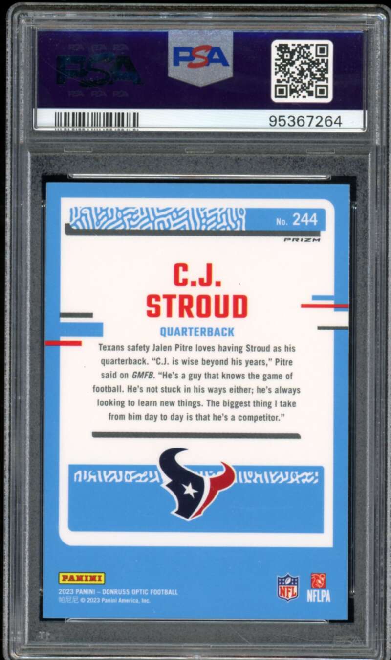 C.J. Stroud Rookie Card 2023 Donruss Optic Holo #244 PSA 10 Image 2