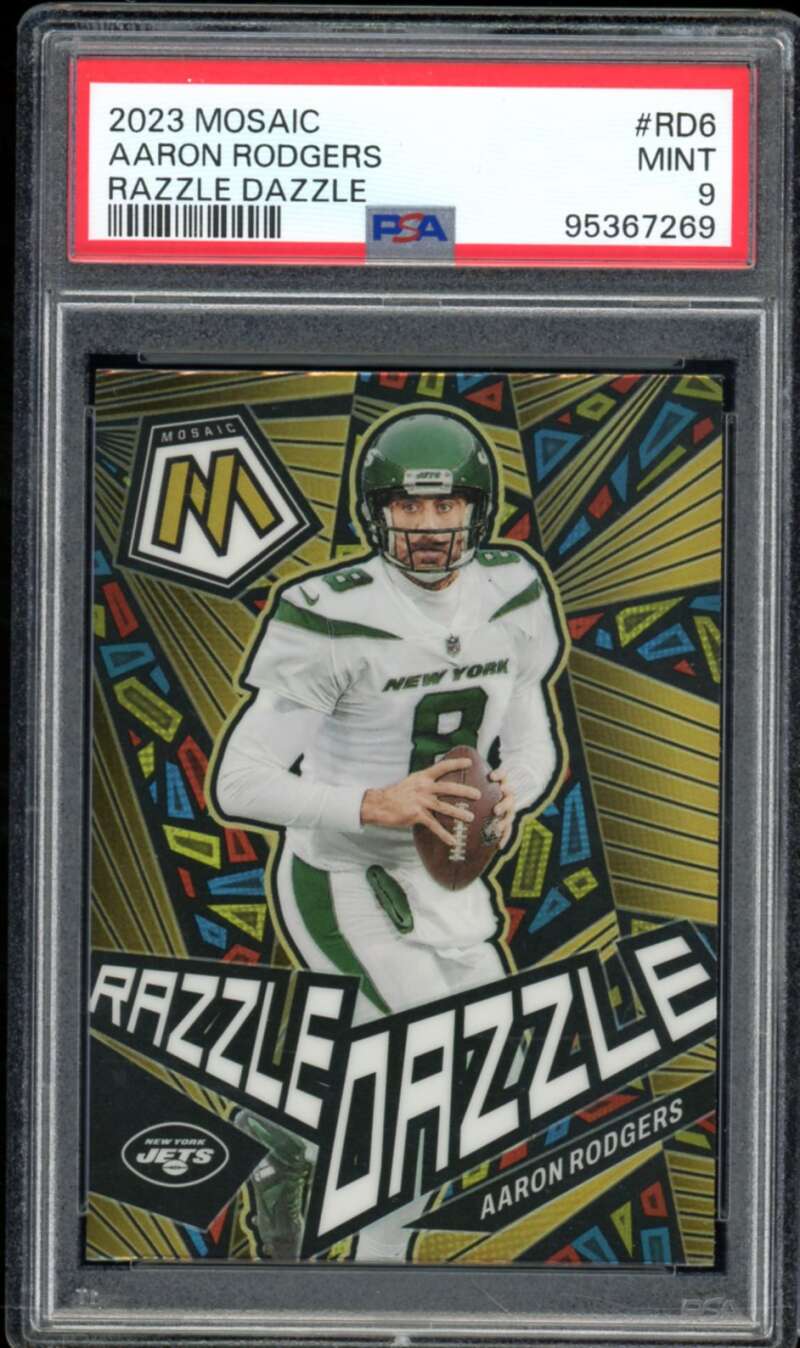 Aaron Rodgers Card 2023 Mosaic Razzle Dazzle #Rd6 Razzle Dazzle PSA 9 Image 1