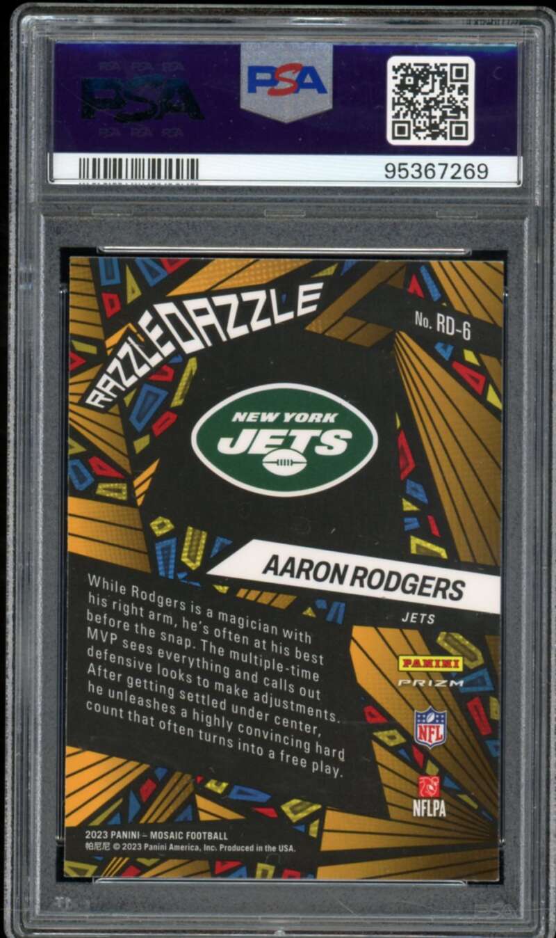 Aaron Rodgers Card 2023 Mosaic Razzle Dazzle #Rd6 Razzle Dazzle PSA 9 Image 2