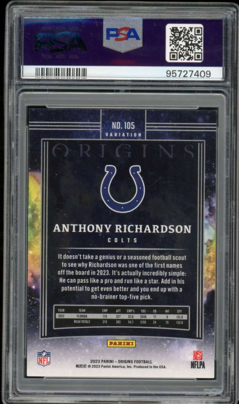 Anthony Richardson Rookie Card 2023 Origins #105 PSA 9 Image 2