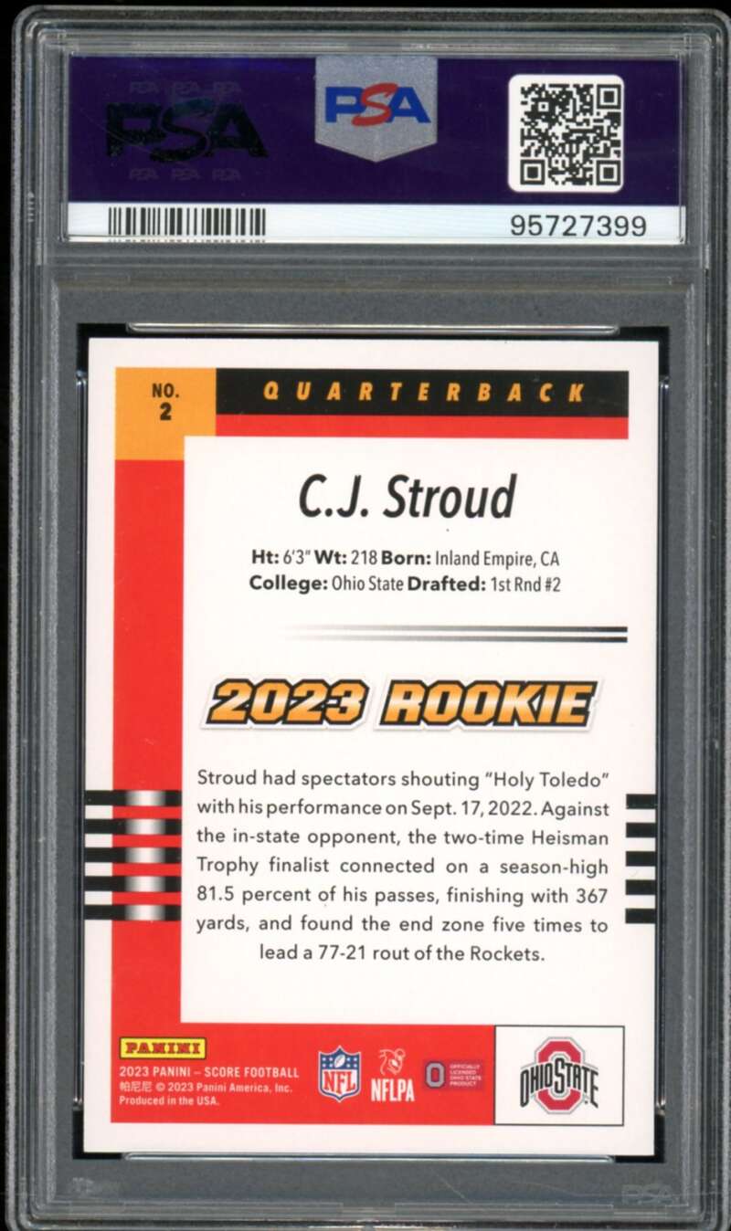 C.J. Stroud Rookie Card 2023 Score 2003 Throwback #2 PSA 10 Image 2