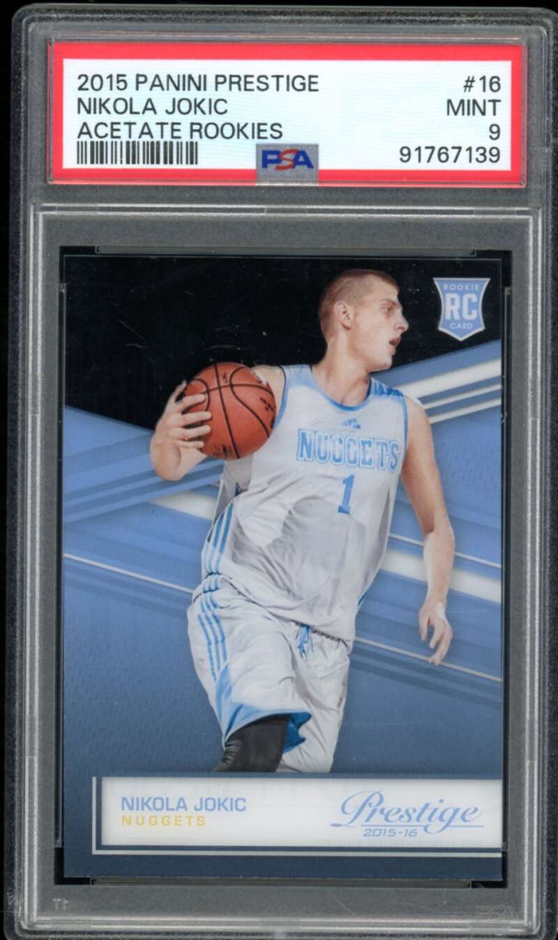 Nikola Jokic Rookie Card 2015-16 Panini Prestige Acetate Rookies #16 PSA 9 Image 1