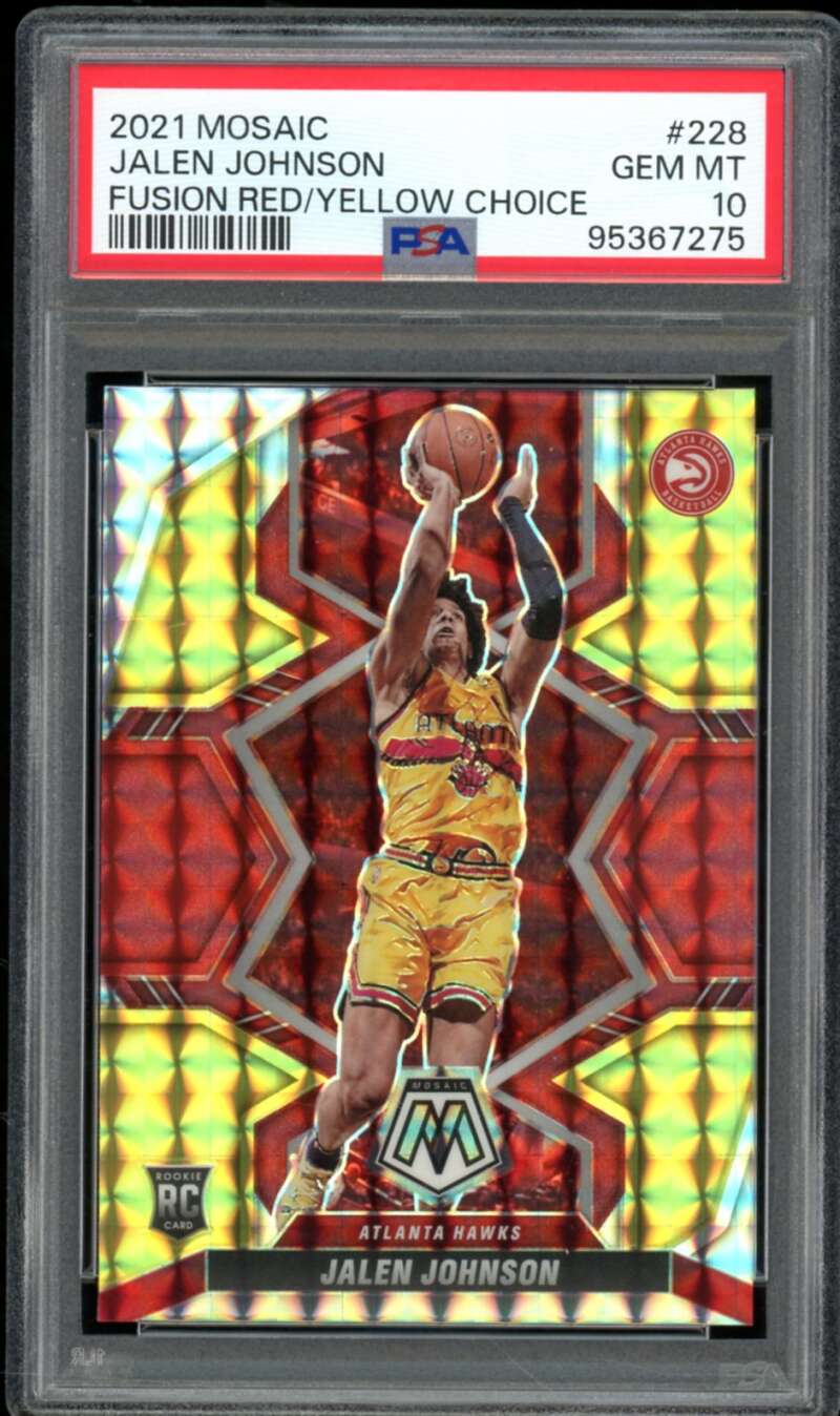 Jalen Johnson Rookie 2021-22 Mosaic Fusion Red Yellow Choice (pop 6) #228 PSA 10 Image 1