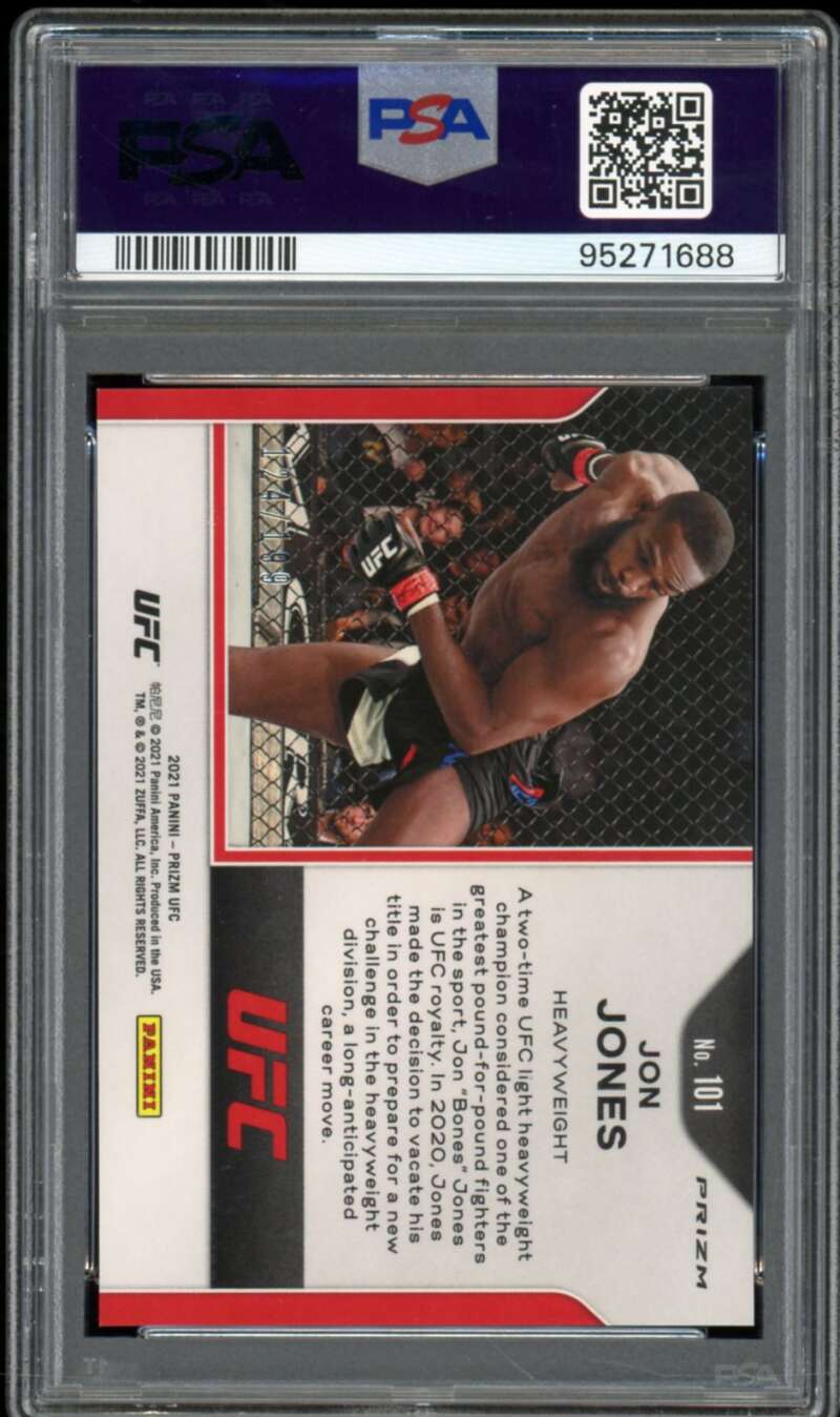 Jon Jones Card 2021 Prizm UFC Blue Prizm (pop 5) #101 PSA 10 Image 2