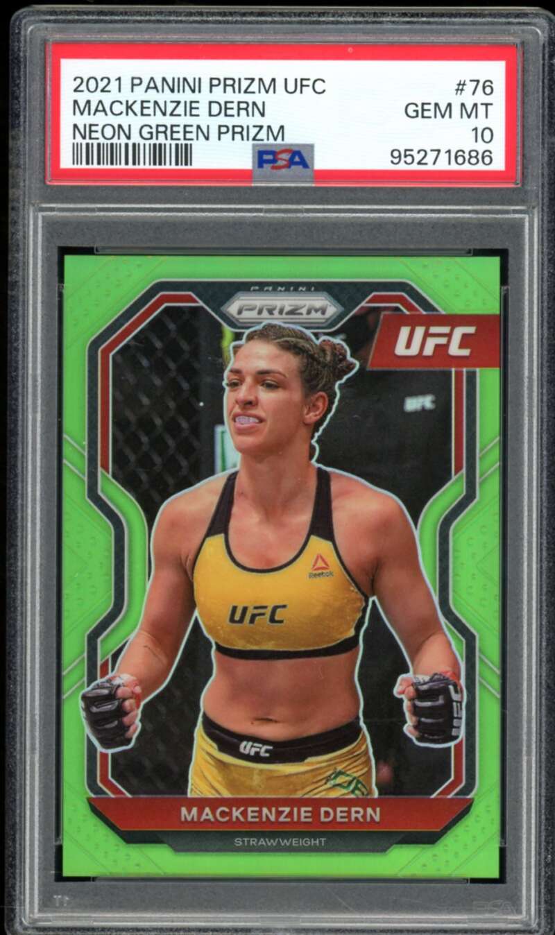 Mackenzie Dern Card 2021 Prizm UFC Neon Green Prizm (pop 2) #76 PSA 10 Image 1