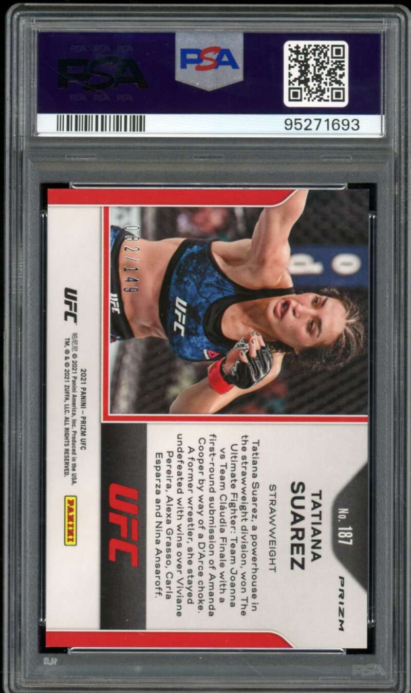 Tatiana Suarez Card 2021 Prizm UFC Purple Prizm (pop 3) #187 PSA 10 Image 2