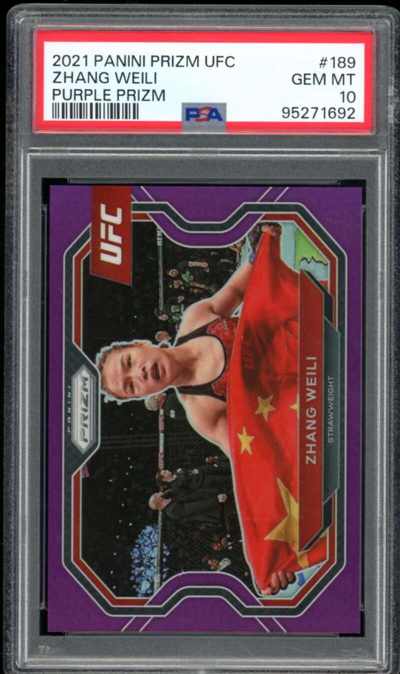 Zhang Weili Card 2021 Prizm UFC Purple Prizm (pop 8) #189 PSA 10 Image 1