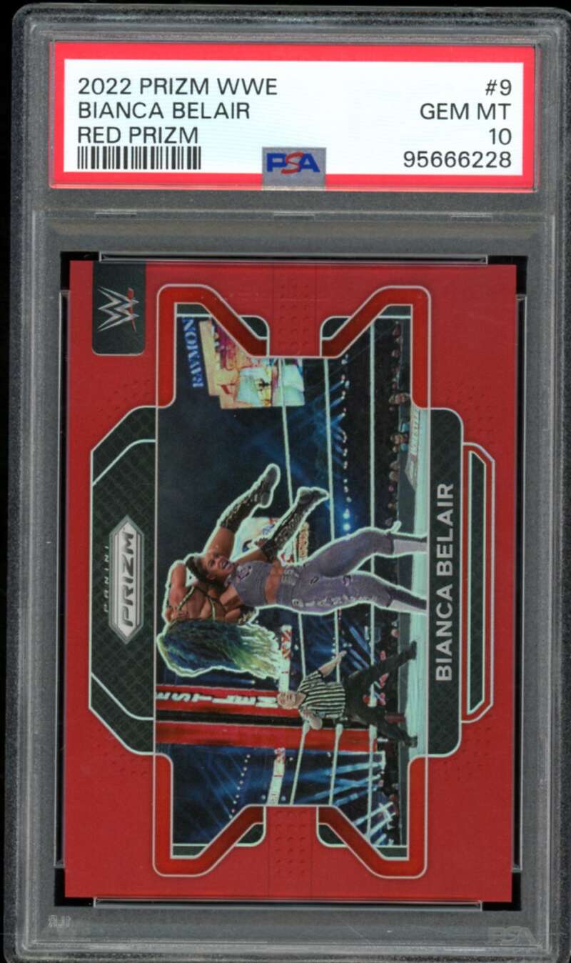 Bianca Belair Card 2022 Prizm WWE Red Prizm (pop 4) #9 PSA 10 Image 1