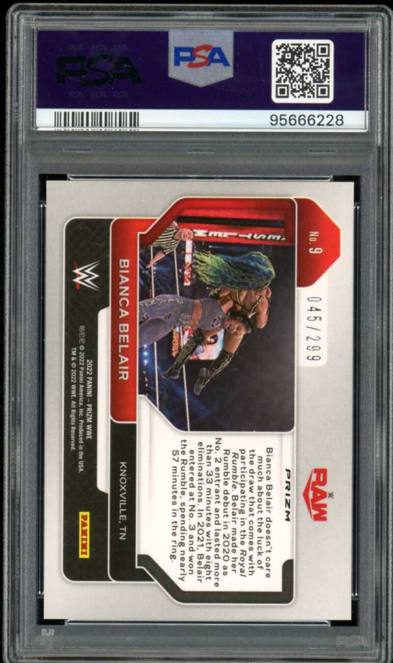 Bianca Belair Card 2022 Prizm WWE Red Prizm (pop 4) #9 PSA 10 Image 2