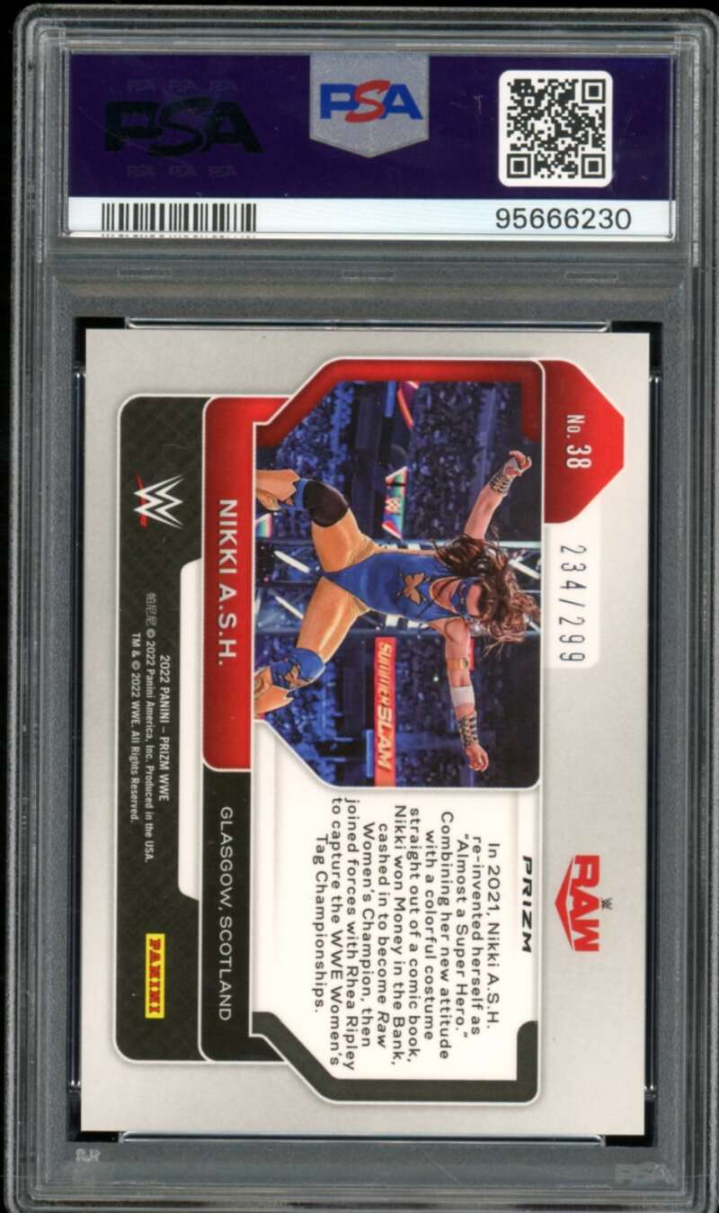 Nikki A.S.H. Card 2022 Prizm WWE Red Prizm #38 PSA 8 Image 2