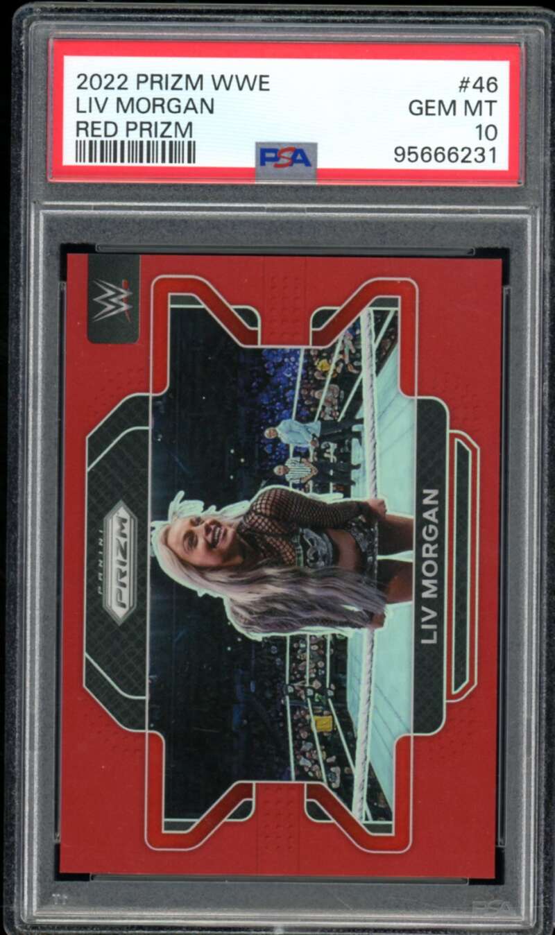 Liv Morgan Card 2022 Prizm WWE Red Prizm (pop 10) #46 PSA 10 Image 1