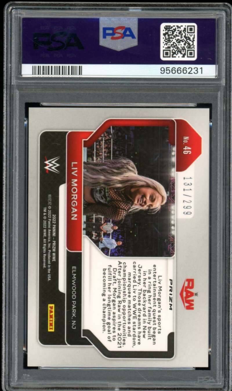 Liv Morgan Card 2022 Prizm WWE Red Prizm (pop 10) #46 PSA 10 Image 2