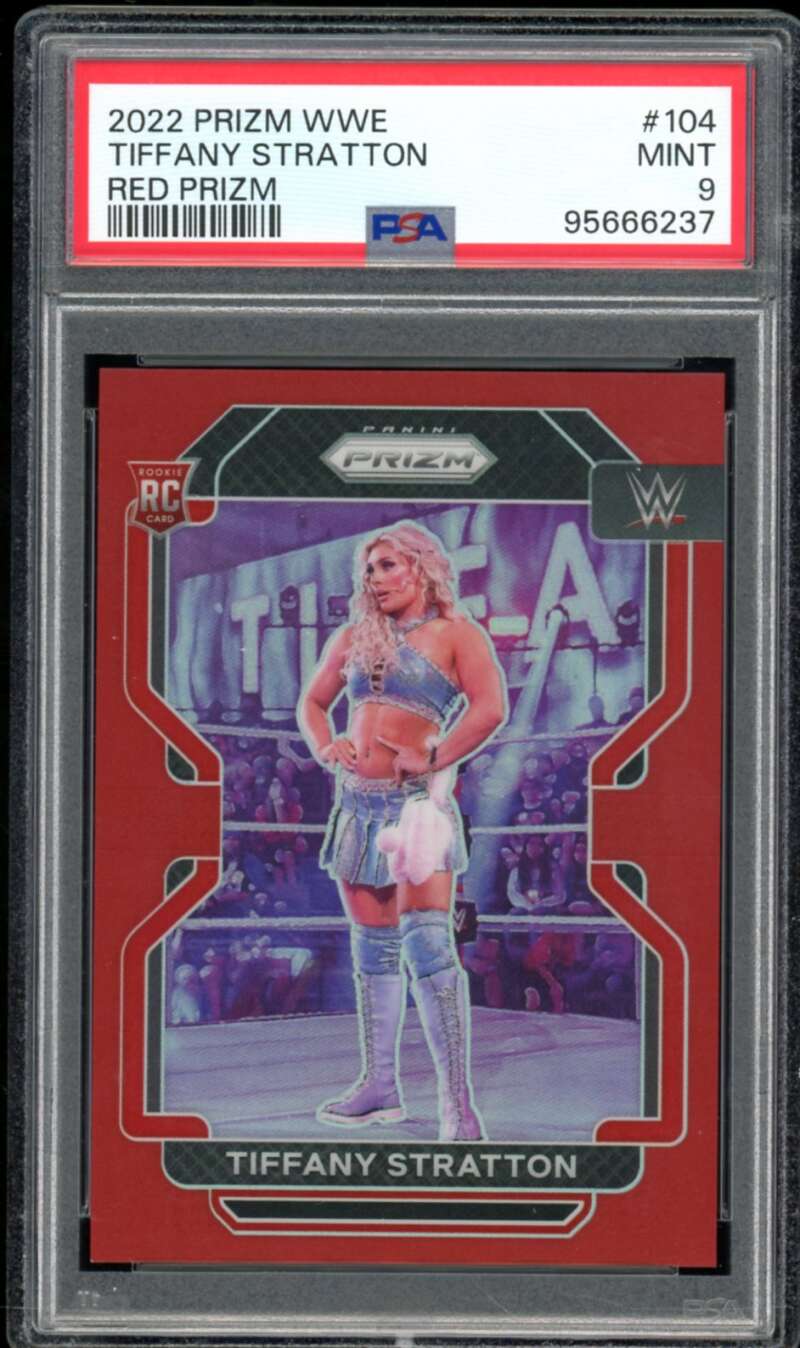 Tiffany Stratton Card 2022 Prizm WWE Red Prizm #104 PSA 9 Image 1