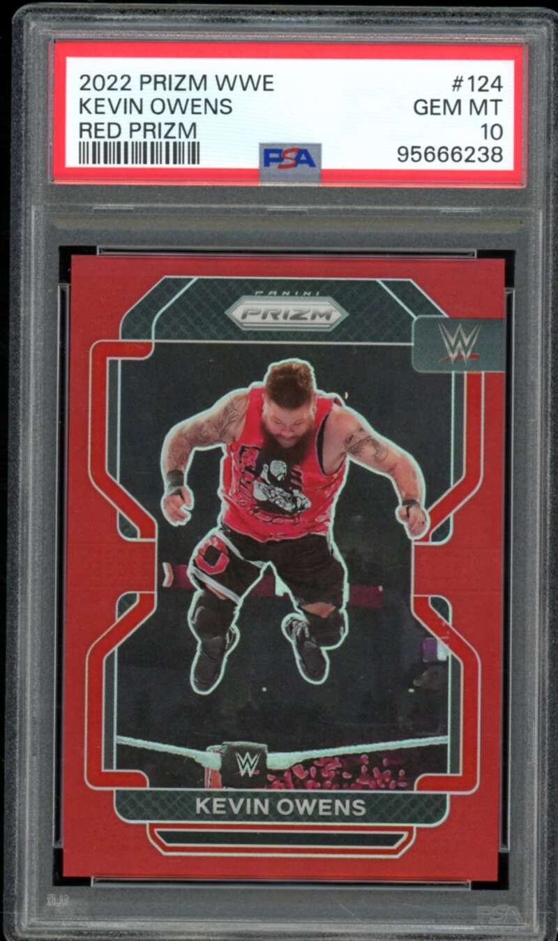 Kevin Owens Card 2022 Prizm WWE Red Prizm Kevin Owens #124 PSA 10 Image 1