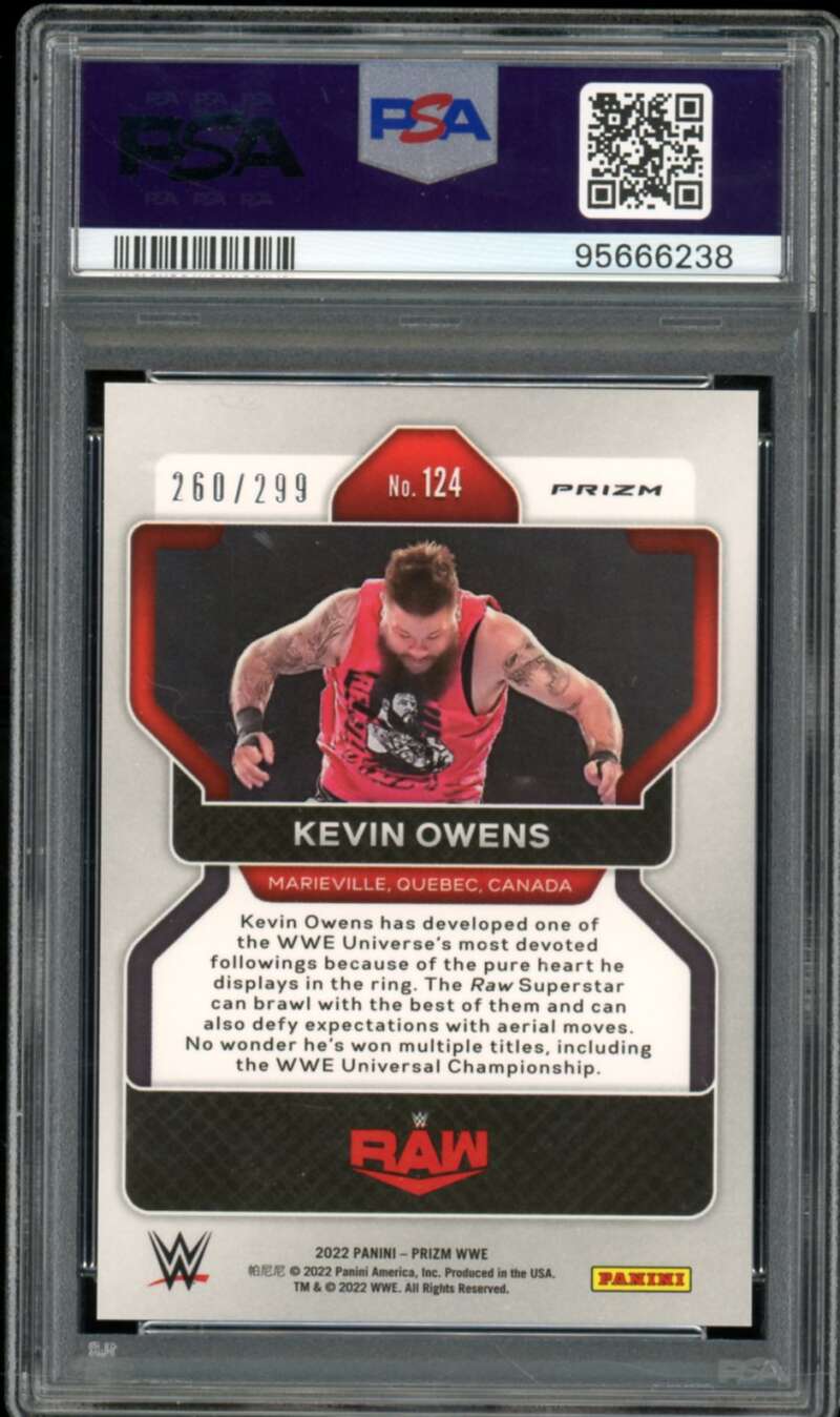 Kevin Owens Card 2022 Prizm WWE Red Prizm Kevin Owens #124 PSA 10 Image 2