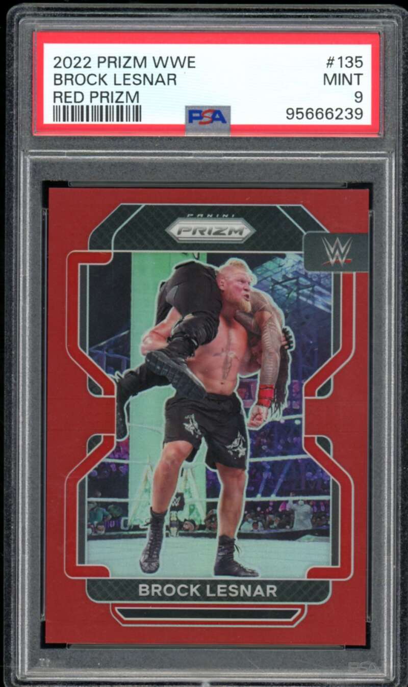 Brock Lesnar Card 2022 Prizm WWE Red Prizm #135 PSA 9 Image 1